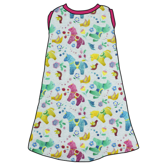 Kinder Trägerkleid Bunte Pferde