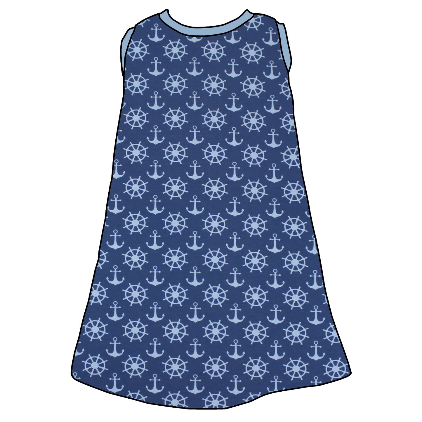 Kinder Trägerkleid Anker Steuerrad blau