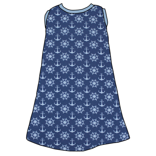 Kinder Trägerkleid Anker Steuerrad blau