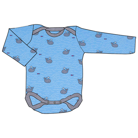 Babybody Lang- und Kurzarmbody Kleiner Wal hellblau