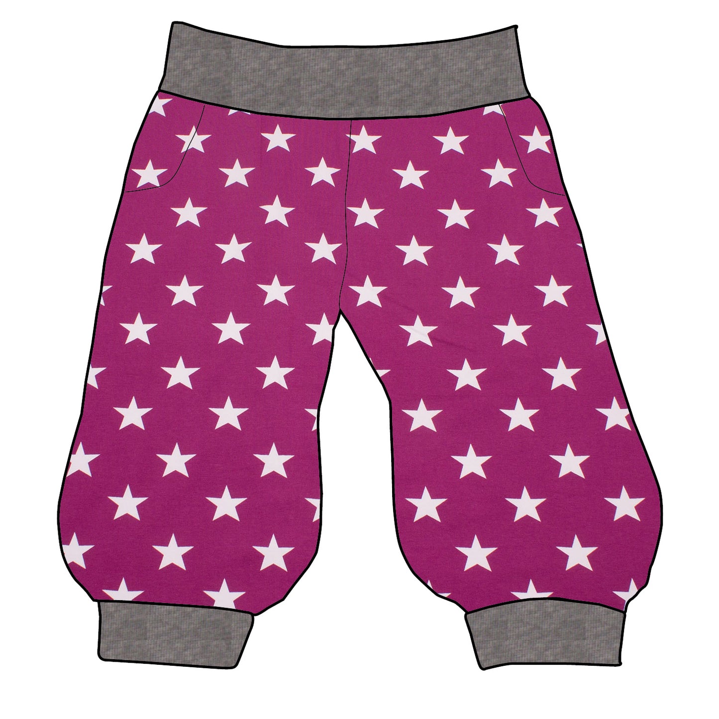 Damen 3/4 Caprihose Sporthose Sterne beere