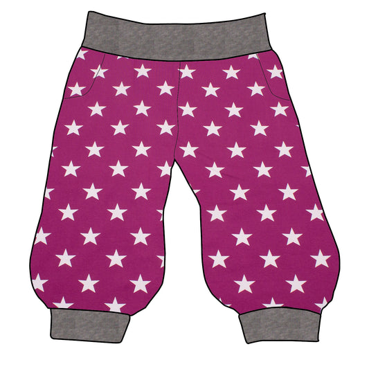 Damen 3/4 Caprihose Sporthose Sterne beere