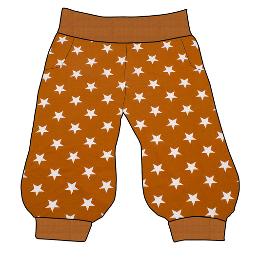 Damen 3/4 Caprihose Sporthose Sterne ocker