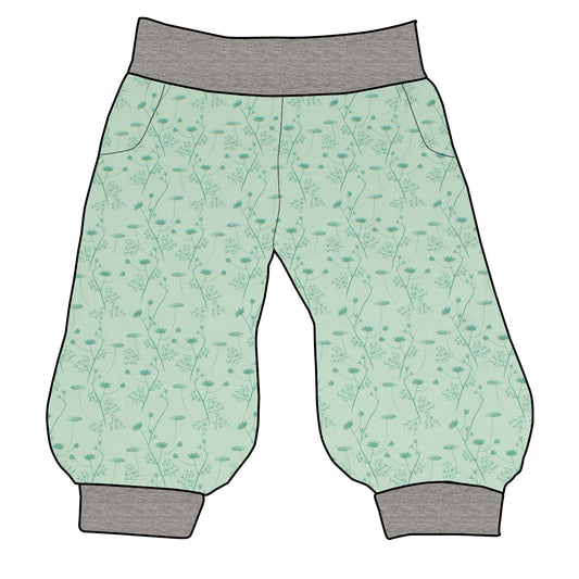 Damen 3/4 Caprihose Sporthose Zarte Blümchen