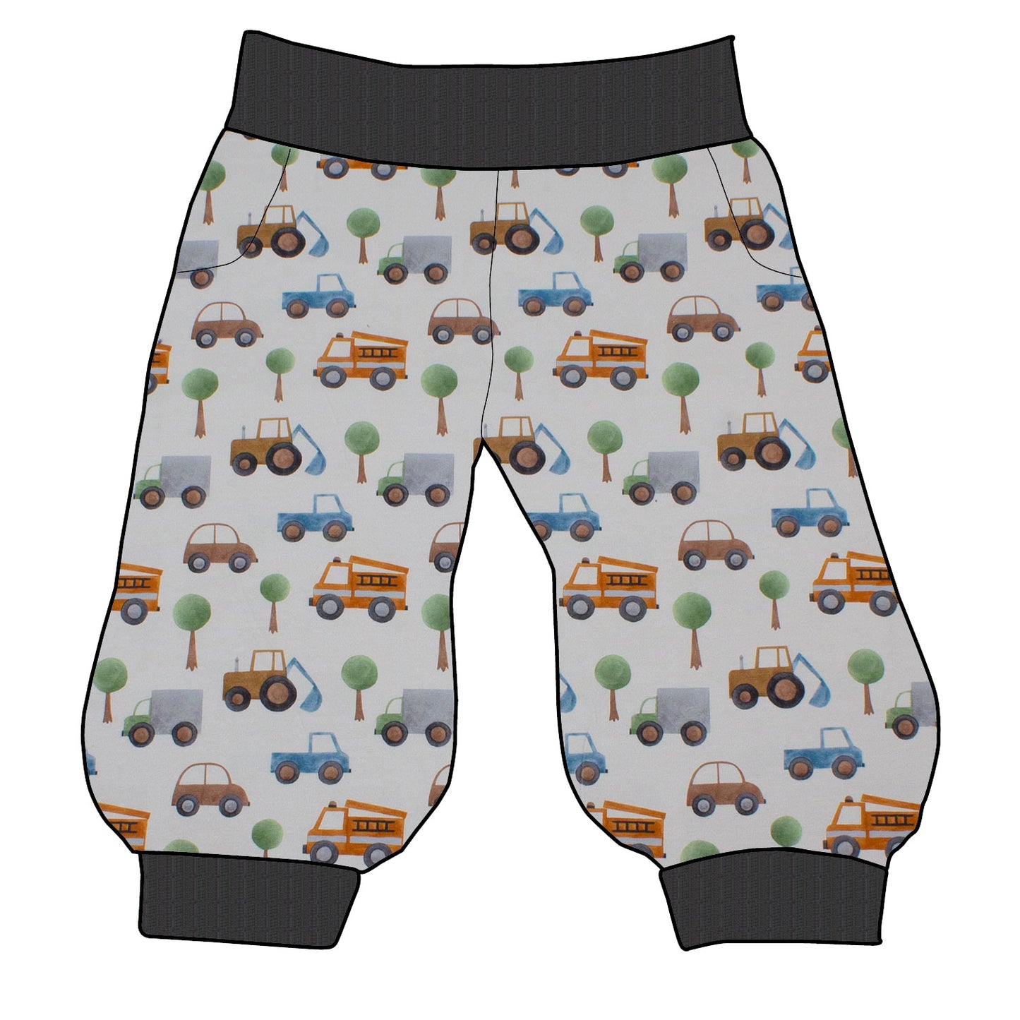 Damen 3/4 Caprihose Sporthose Kleiner Fuhrpark
