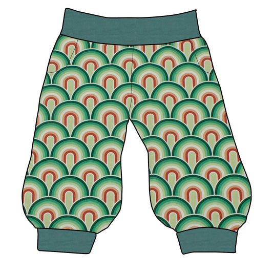Damen 3/4 Caprihose Sporthose Regenbogen grün