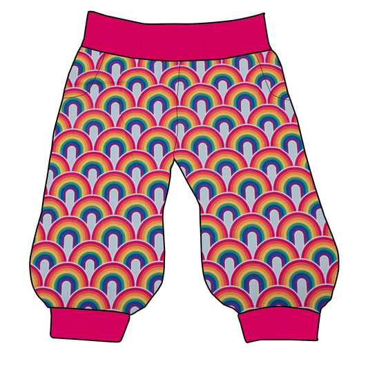 Damen 3/4 Caprihose Sporthose Regenbogen bunt