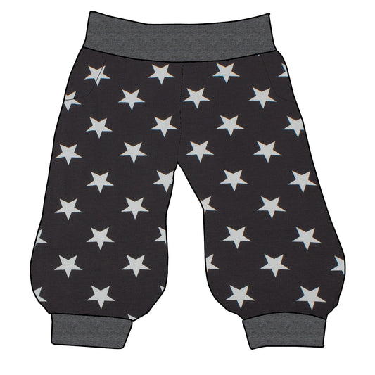 Damen 3/4 Caprihose Sporthose Sterne grau