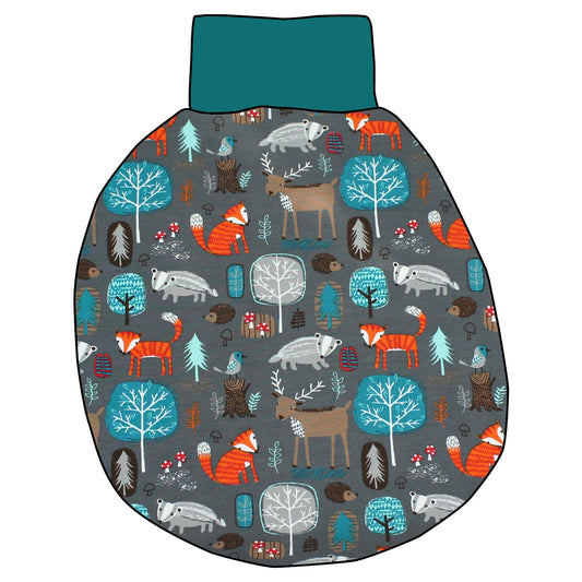 Pucksack / Strampelsack Waldtiere grau