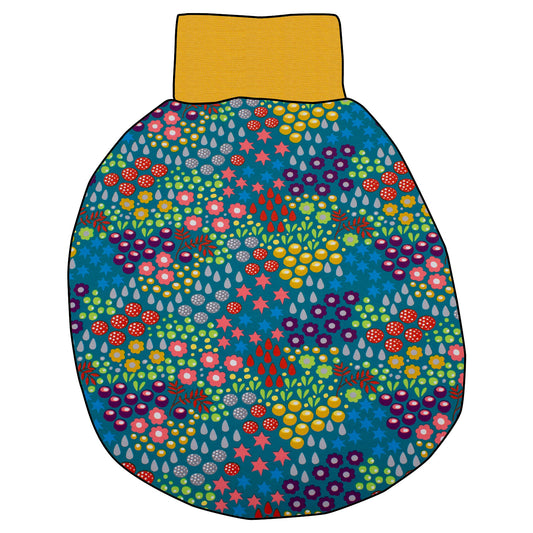 Pucksack / Strampelsack Retro Blumenwiese türkis