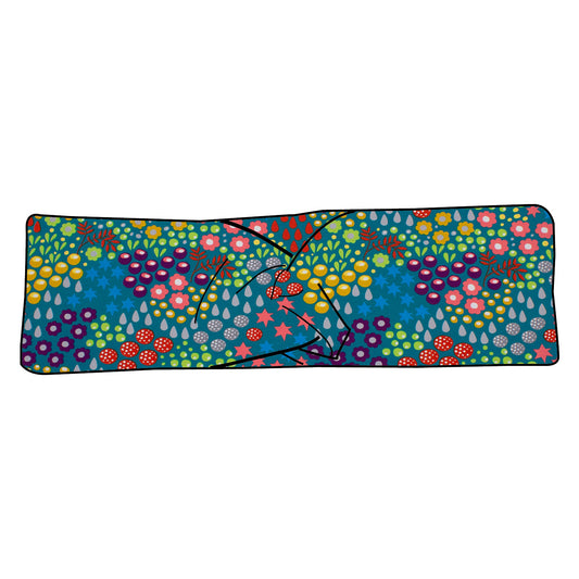 Kinder Stirnband Retro Blumenwiese türkis
