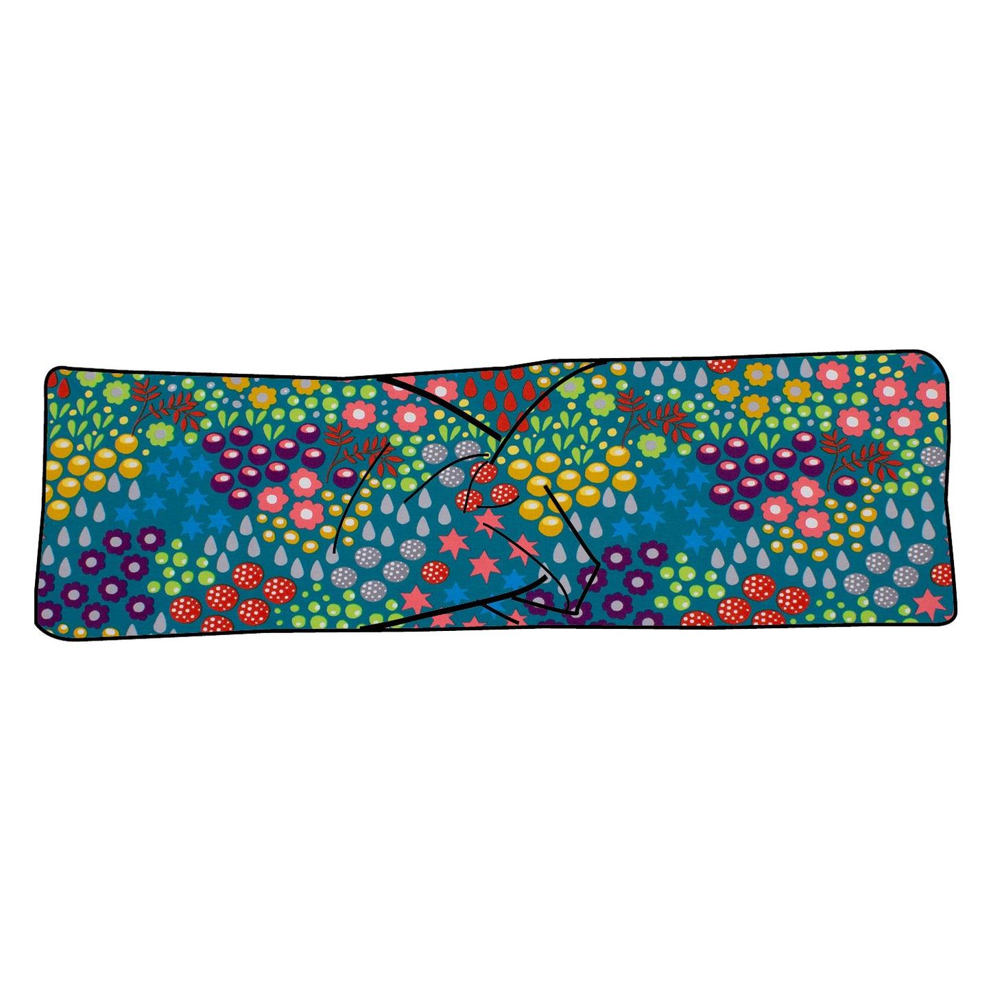 Damen Stirnband Retro Blumenwiese türkis