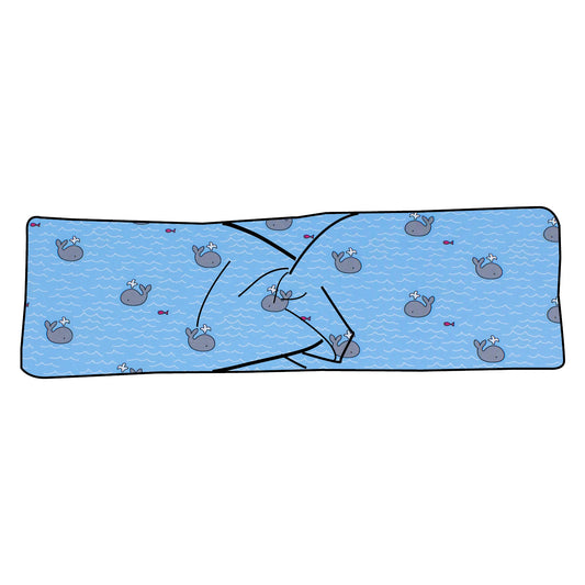 Damen Stirnband Kleiner Wal hellblau