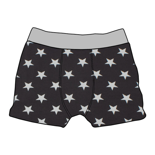 Kinder Boxershorts Sterne grau