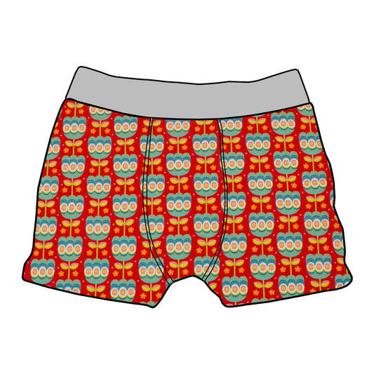 Kinder Boxershorts Retro Tulpen rot