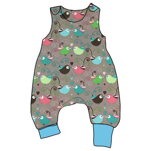 Baby Strampler / Einteiler Bunte Vögel