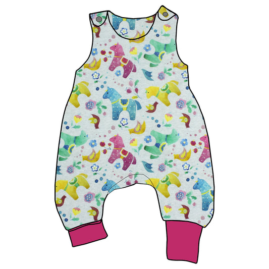 Baby Strampler / Einteiler Bunte Pferde