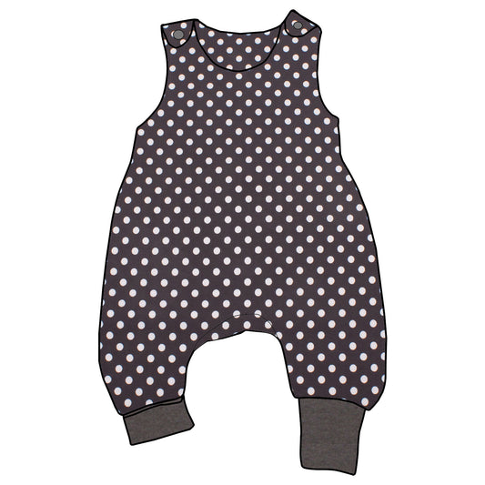 Baby Strampler / Einteiler Punkte dunkelgrau