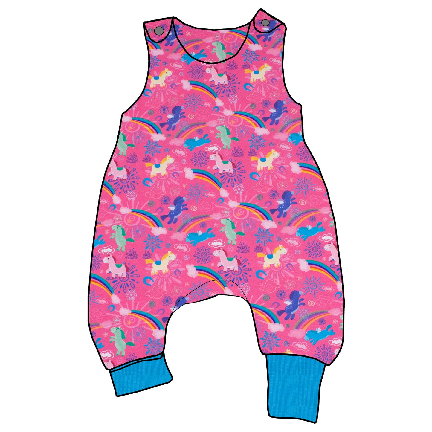 Baby Strampler / Einteiler Regenbogen Einhörner