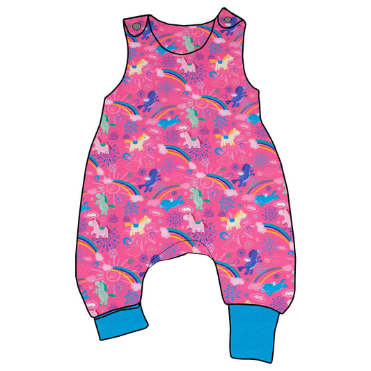 Baby Strampler / Einteiler Regenbogen Einhörner