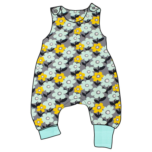 Baby Strampler / Einteiler Retro Blumenwiese