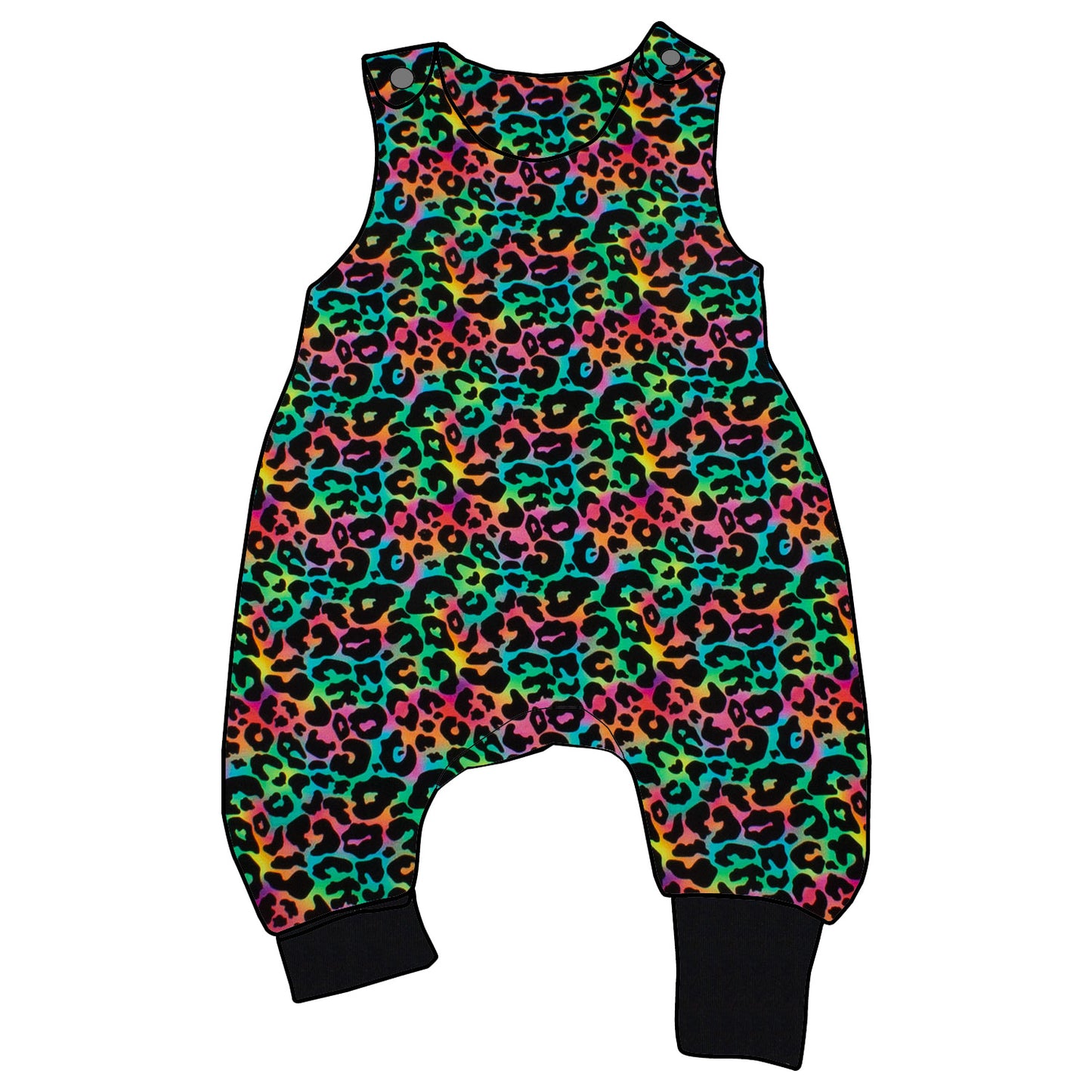 Baby Strampler / Einteiler Leo Regenbogenfarben