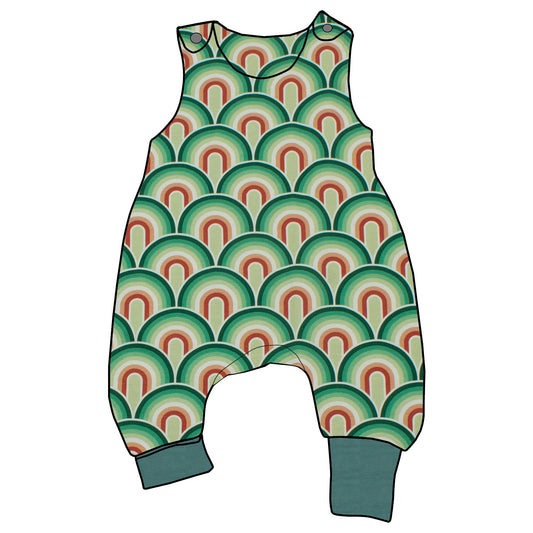 Baby Strampler / Einteiler Regenbogen grün