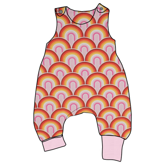 Baby Strampler / Einteiler Regenbogen rosa