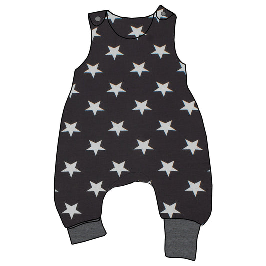 Baby Strampler / Einteiler Sterne grau