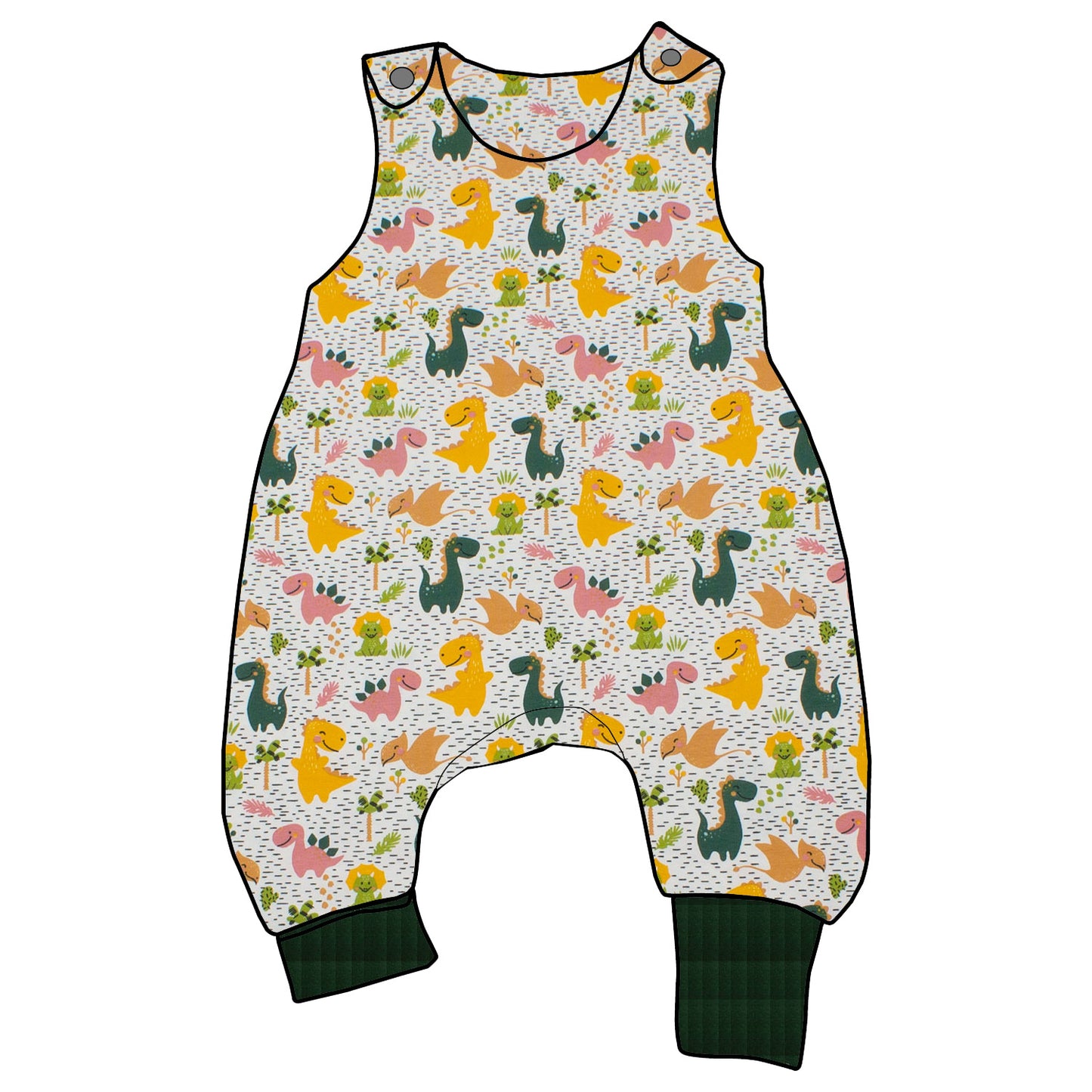 Baby Strampler / Einteiler Dinoland Rosa