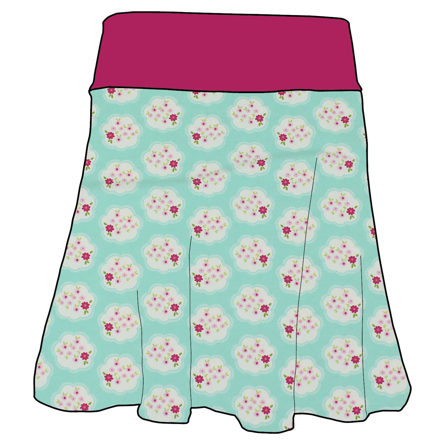 Damen Basicrock Blümchen