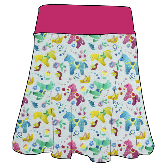Damen Basicrock Bunte Pferde