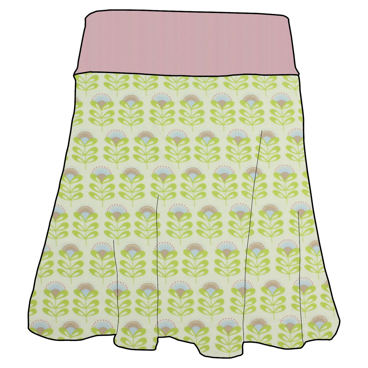 Damen Basicrock Kleine Blumen