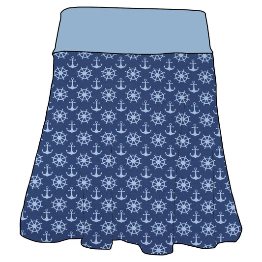 Damen Basicrock Anker Steuerrad blau