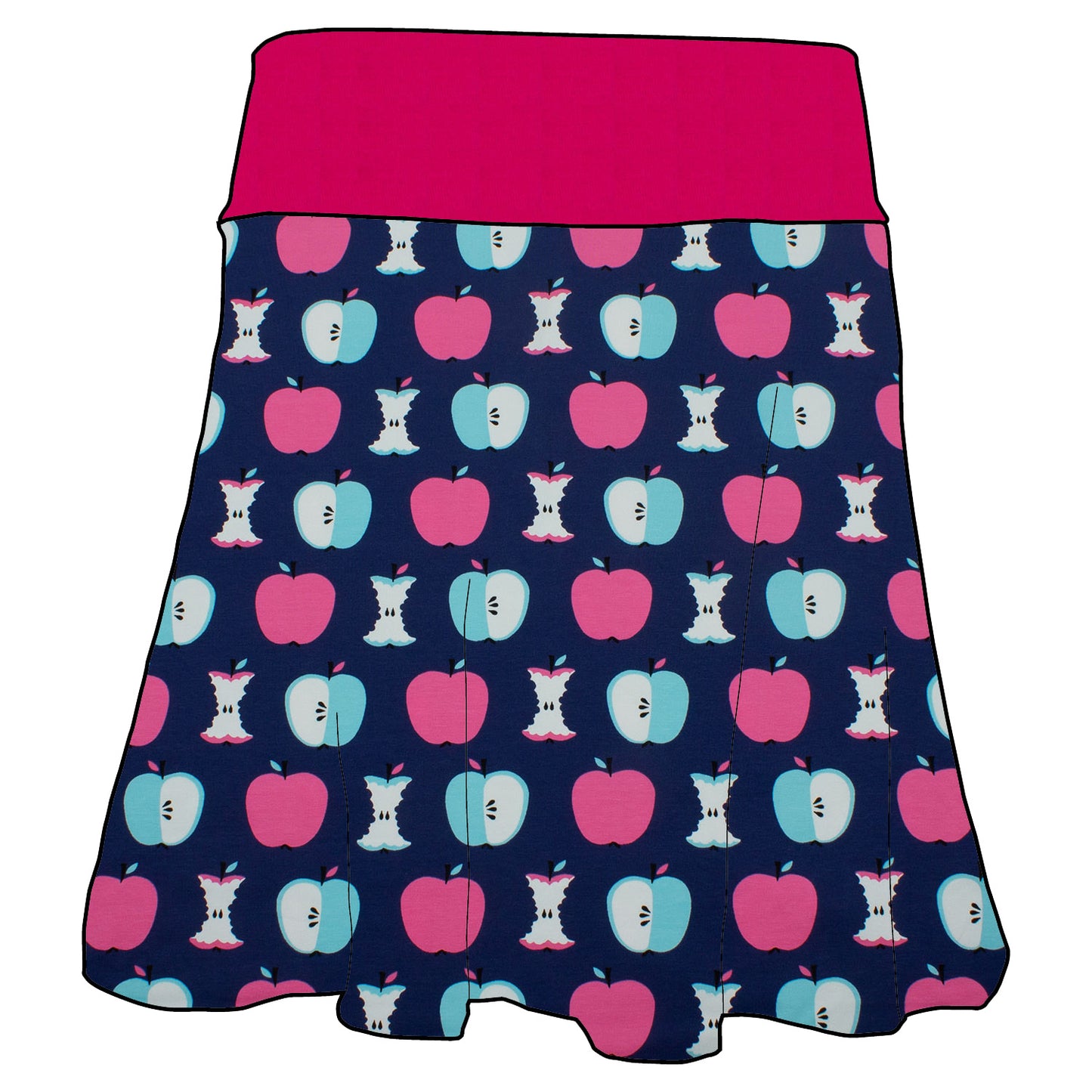 Damen Basicrock Äpfel dunkelblau