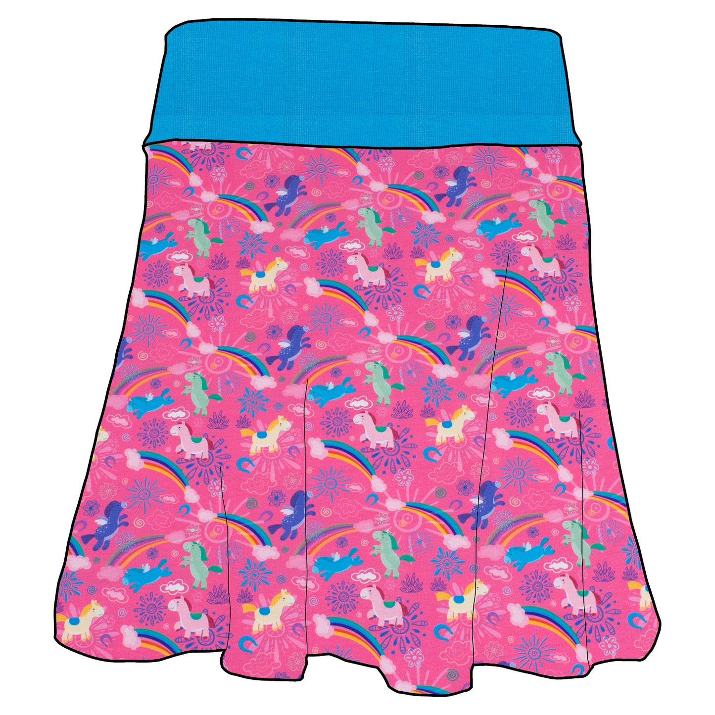 Damen Basicrock Regenbogen Einhörner