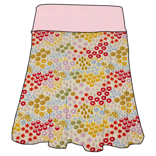 Damen Basicrock Retro Blumenwiese creme