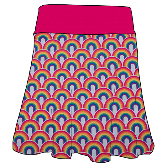 Damen Basicrock Regenbogen bunt