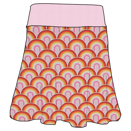 Damen Basicrock Regenbogen rosa