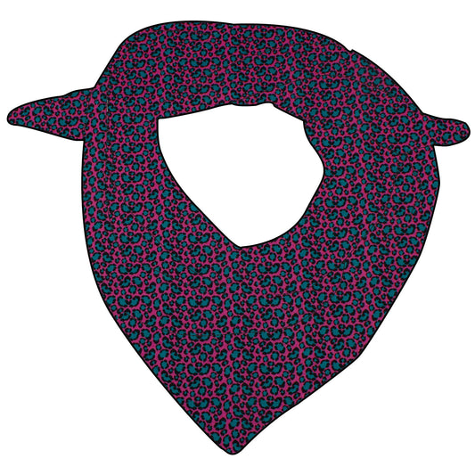 Kinder Dreieck Halstuch Musselin Leopard pink/türkis