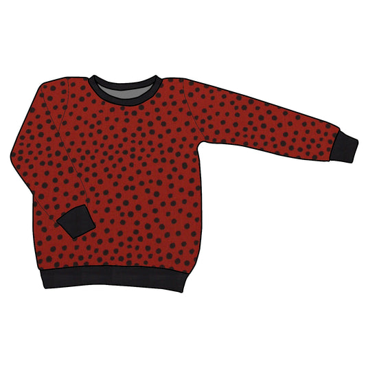 Kinder Musselinshirt Musselin Punkte schwarz terracotta