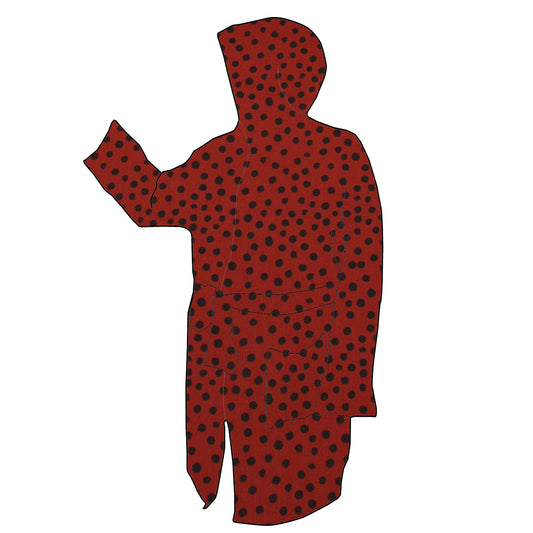 Damen Morgenmantel Bademantel Kuschelmantel Musselin Punkte schwarz terracotta