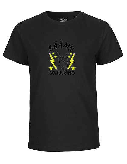 Kinder T-Shirt Schulkind Baeaem Schulkind (schwarzer Druck) – Schwarz