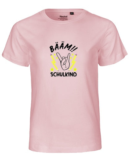 MiMaMäuschen Kinder Bio T-Shirt Schulkind BÄÄM! Schulkind (schwarzer Druck) 1 – Light Pink