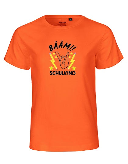 MiMaMäuschen Kinder Bio T-Shirt Schulkind BÄÄM! Schulkind (schwarzer Druck) 2 – Orange