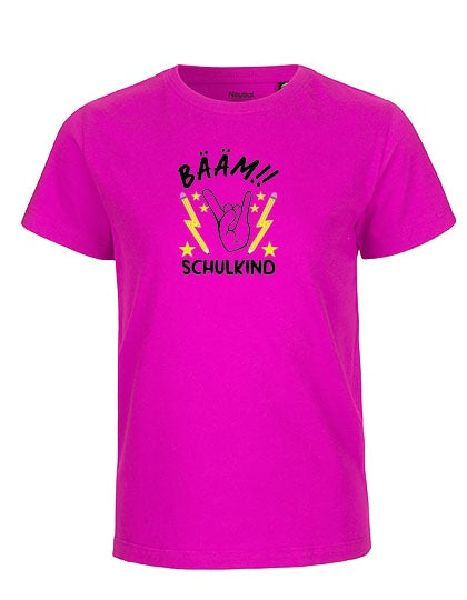 MiMaMäuschen Kinder Bio T-Shirt Schulkind BÄÄM! Schulkind (schwarzer Druck) 3 – Pink