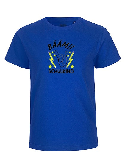 MiMaMäuschen Kinder Bio T-Shirt Schulkind BÄÄM! Schulkind (schwarzer Druck) 3 – Royal