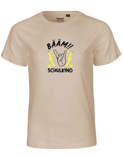 MiMaMäuschen Kinder Bio T-Shirt Schulkind BÄÄM! Schulkind (schwarzer Druck) 3 – Sand