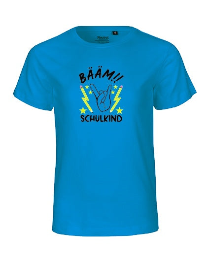 MiMaMäuschen Kinder Bio T-Shirt Schulkind BÄÄM! Schulkind (schwarzer Druck) 2 – Sapphire