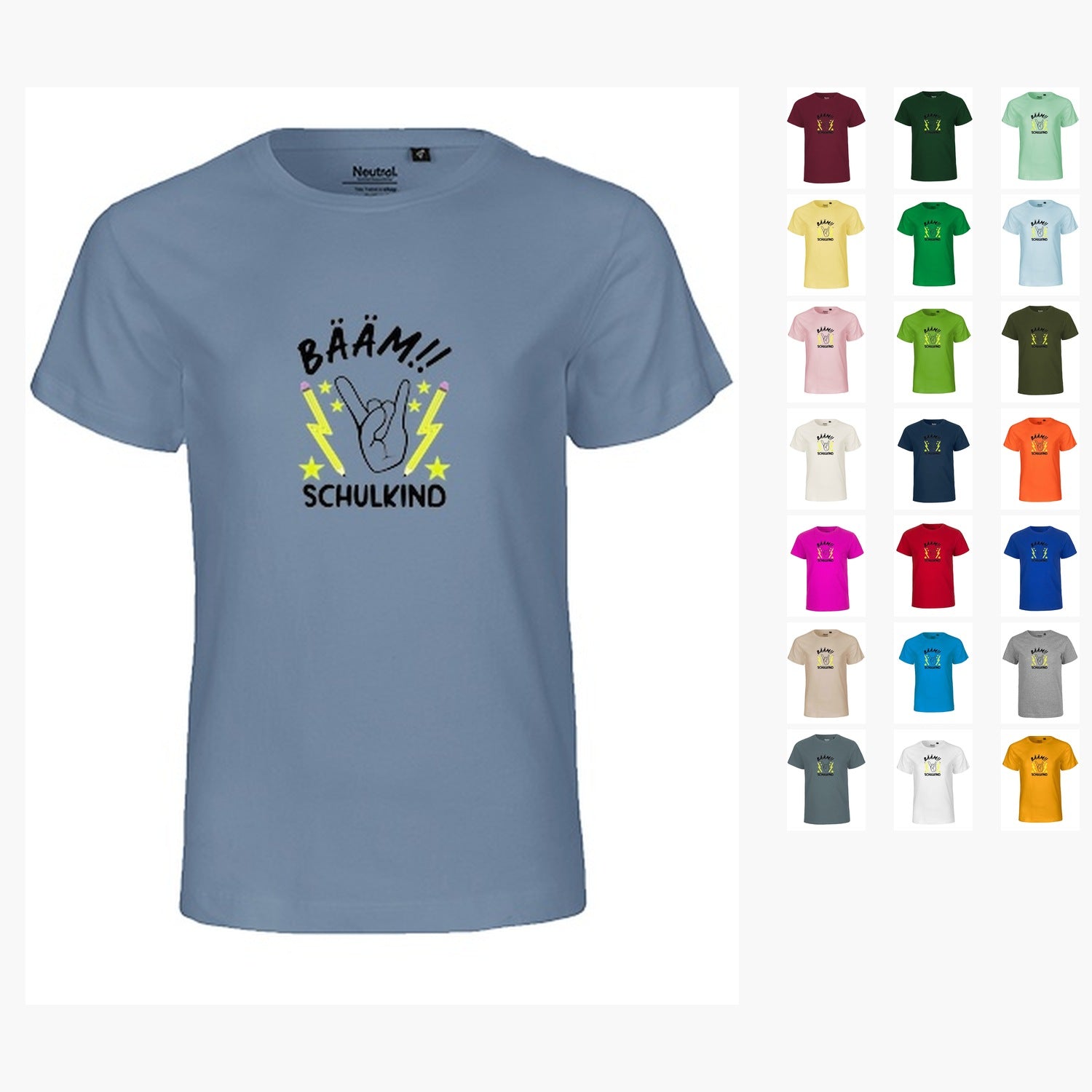 MiMaMäuschen Kinder Bio T-Shirt Schulkind BÄÄM! Schulkind (schwarzer Druck) 2 – Übersicht